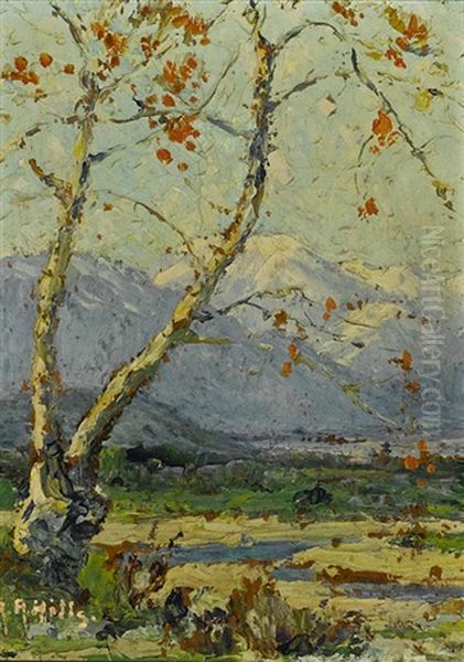 A Winter Day Near Riverside Oil Painting by Anna Althea Hills