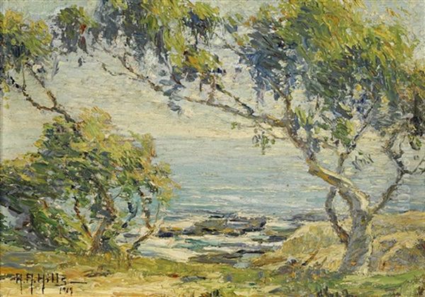 Wind Blown, Laguna Beach Near Arch Beach Oil Painting by Anna Althea Hills