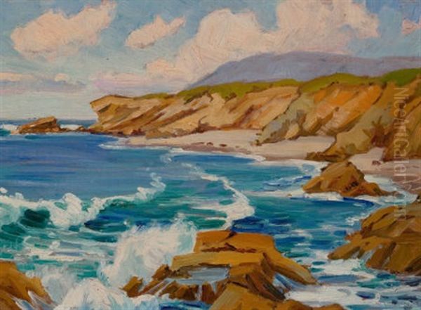 California Coastline (painted From Conway Griffith Highway Sign, Irvine) by Anna Althea Hills