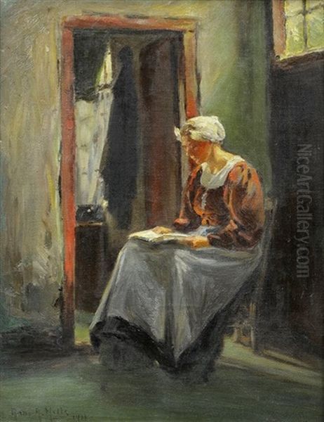 Tijmenje Reading (north Holland) Oil Painting by Anna Althea Hills