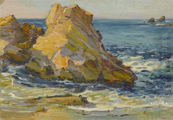 Winter Sunshine, Laguna Beach Rocks Over Dog's Head Point Oil Painting by Anna Althea Hills