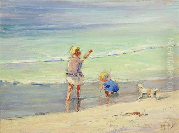 Wading, Laguna Beach Oil Painting by Anna Althea Hills