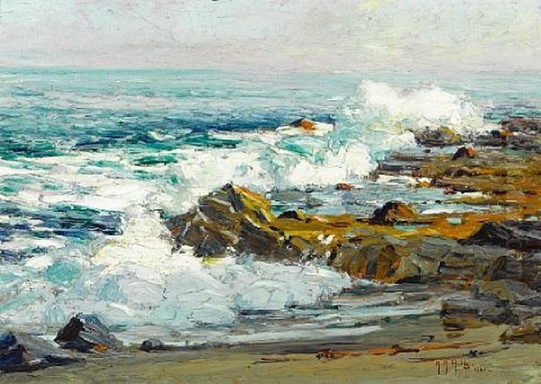 The Surging Sea, Laguna Beach Oil Painting by Anna Althea Hills