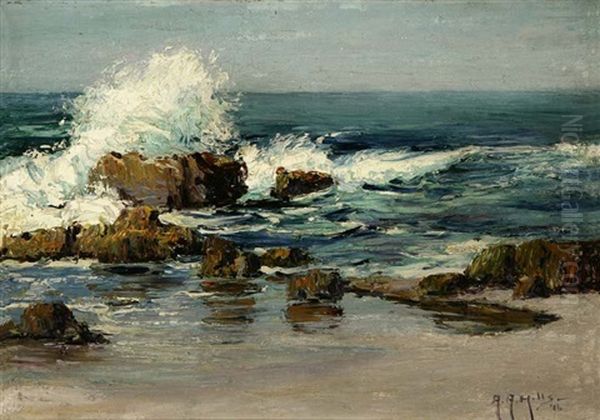 The Blue Sea - Laguna Beach, Cal. Oil Painting by Anna Althea Hills