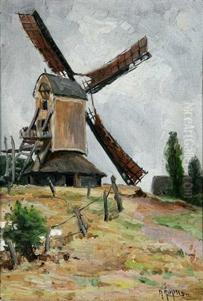 Windmills - Huizen, Holland Oil Painting by Anna Althea Hills