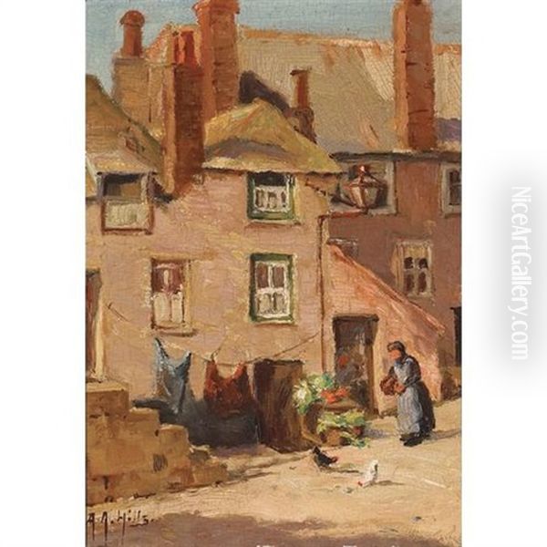 Old Houses, St. Ives, England (+ The Pink Shop, St. Ives, Cornwall; Pair) Oil Painting by Anna Althea Hills