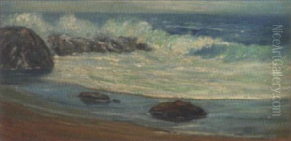 Sparkling Waves Breaking On Rocks Oil Painting by Anna Althea Hills