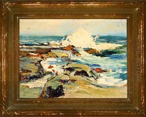 Crashing Waves On Rocks Oil Painting by Anna Althea Hills