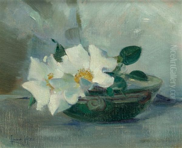 Still Life With Wild Roses Oil Painting by Laura Coombs Hills