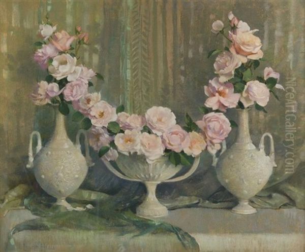 Garland Of Roses Oil Painting by Laura Coombs Hills