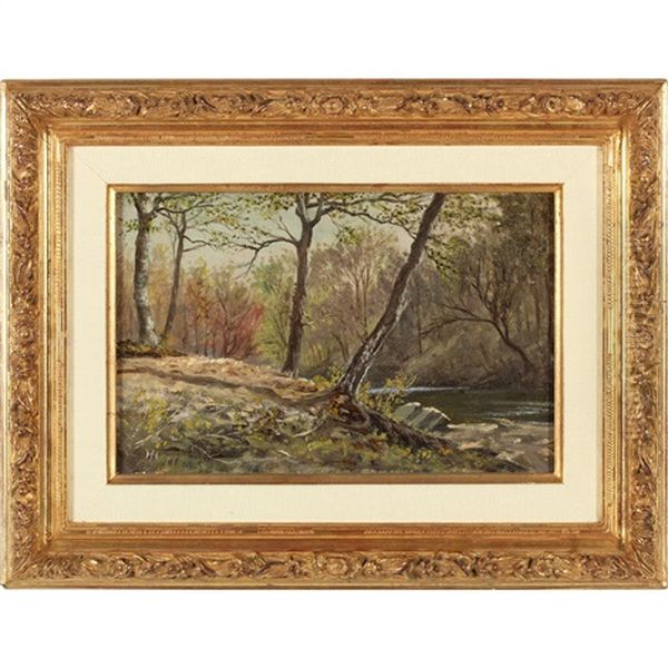 Riverbank Oil Painting by Henri Livingston Hillyer