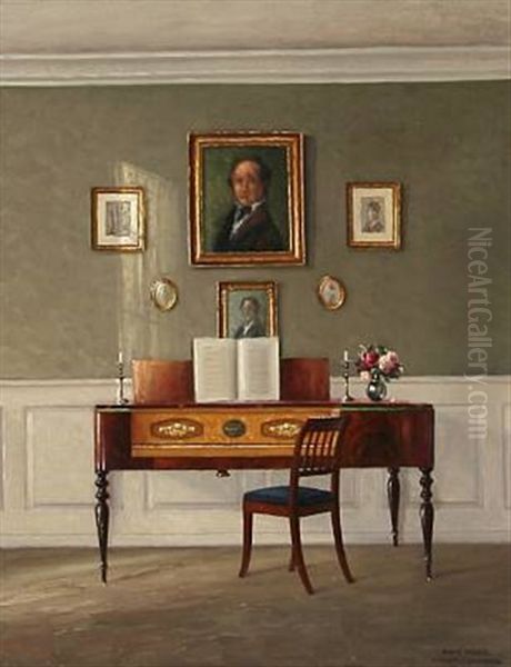 Interior From Bakkehus At Frederiksberg, Denmark Oil Painting by Hans Hilsoe