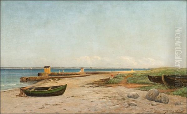 View From Hornbaek To Helsingborg Oil Painting by Hans Hilsoe