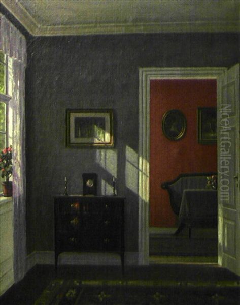 Scene D'interieur Oil Painting by Hans Hilsoe