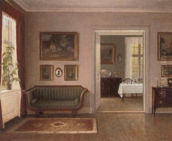 An Interior Oil Painting by Hans Hilsoe