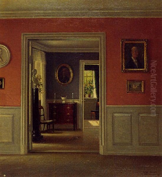 Interieur (rahdeks Mindestuer) Oil Painting by Hans Hilsoe