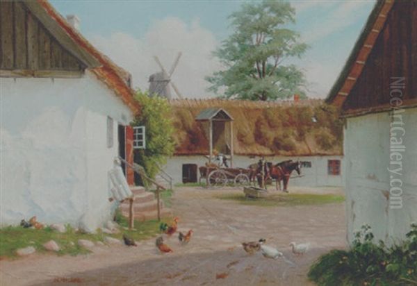 Blabaeks Vandmollegard Ved Faxe Oil Painting by Hans Hilsoe