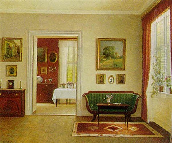 Interior Oil Painting by Hans Hilsoe