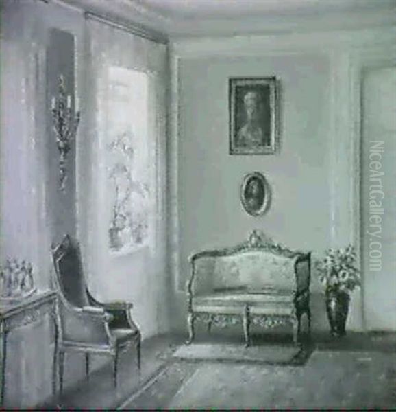 Dr Boler's Drawing Room, Bakkehuset. Oil Painting by Hans Hilsoe