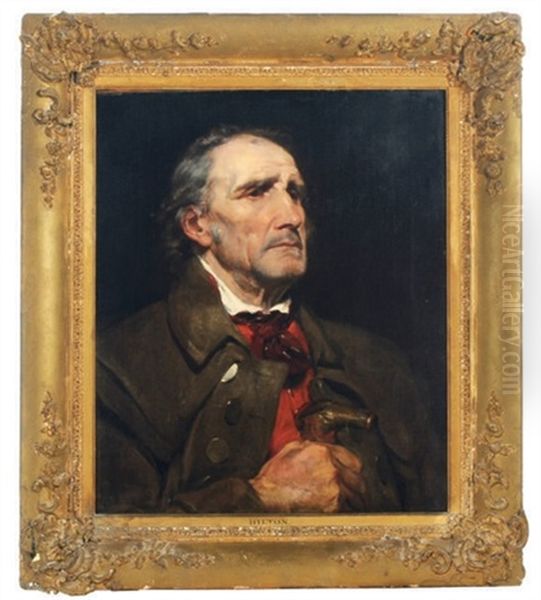 Portrait Of An Elderly Man Holding A Cane Oil Painting by William Hilton the Younger