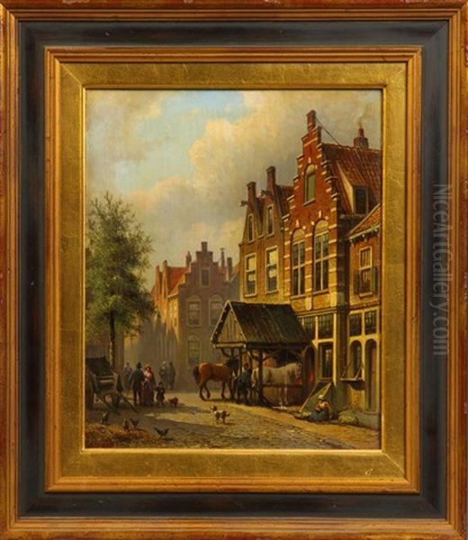 Street Scene Oil Painting by Eduard Alexander Hilverdink