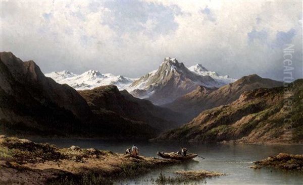 Bergsee In Hochsavoyen Oil Painting by Johannes Hilverdink