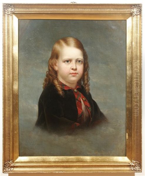 Portrait Of Young Boy, Claudius Monell Roome Oil Painting by Charles Hine