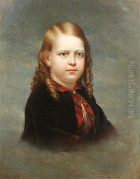 Portrait Of A Young Boy, Claudius Monell Roome Oil Painting by Charles Hine