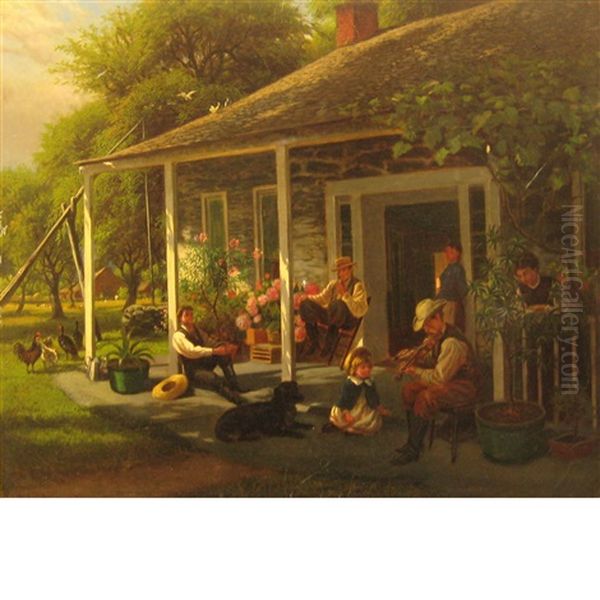 Music On The Front Porch Oil Painting by Richard Law Hinsdale