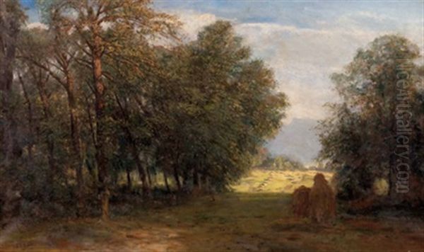 Sommerlandschaft Bei Aigen Mit Blick Auf Untersberg Oil Painting by Franz Hinterholzer