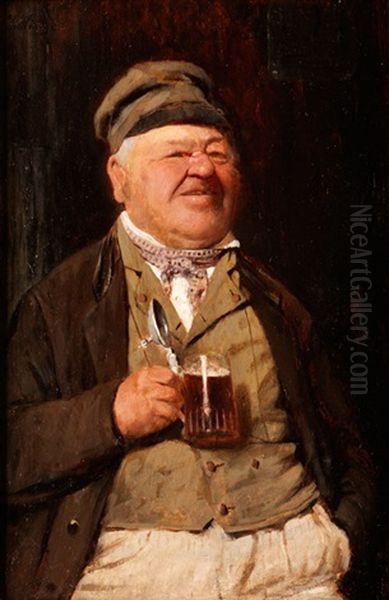 Gut Genahrter Mann Mit Bierglas Oil Painting by Johann Ferdinand Julius Hintze