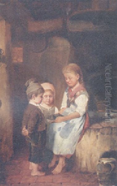 A New Friend Oil Painting by Johann Ferdinand Julius Hintze