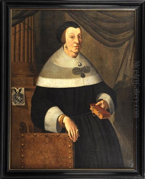 Bildnis Einer Dame In Schwarzem Kleid Mit Filigran Bestickten Verbramungen Oil Painting by Johannes Georg Hinz