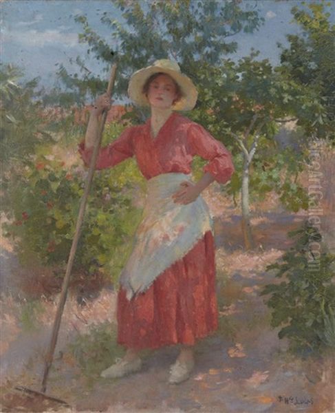 Jeune Femme Au Jardin Oil Painting by Marie Felix Hippolyte-Lucas