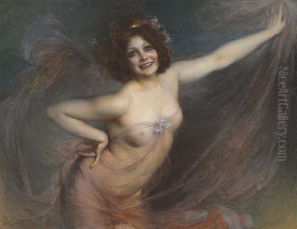 Portrait Of Loie Fuller Oil Painting by Marie Felix Hippolyte-Lucas