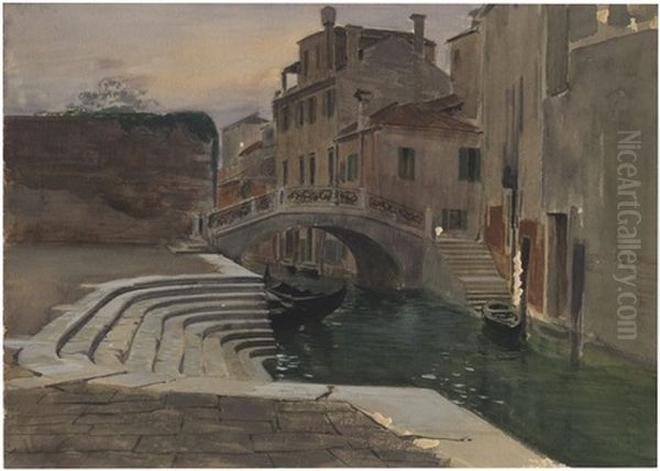 Venezia, Canale Con Gondole Oil Painting by Adolf Hiremy-Hirschl