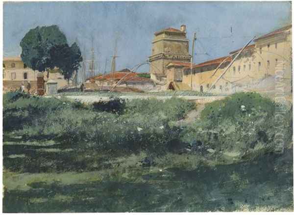 Veduta Di Livorno Oil Painting by Adolf Hiremy-Hirschl