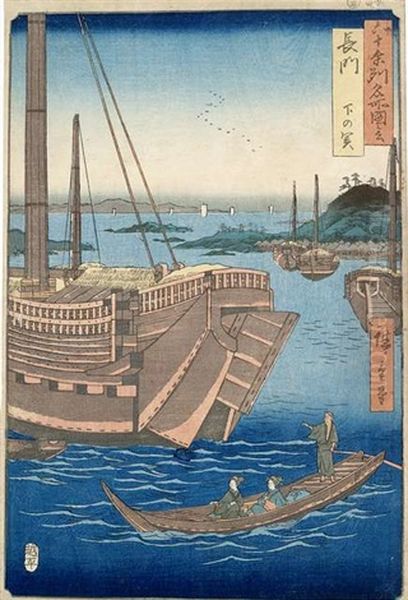 Drei Oban-tate-e Oil Painting by  Hiroshige