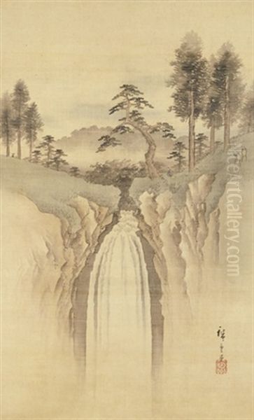 Juniso Waterfall In Musashi Province Oil Painting by  Hiroshige