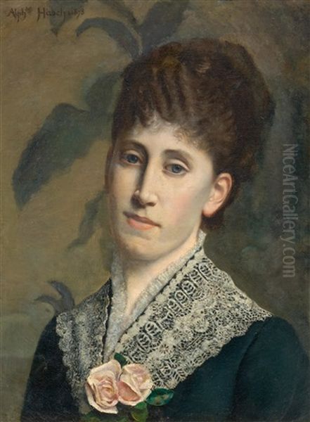 Portrait Of A Young Lady Oil Painting by Alphonse Hirsch