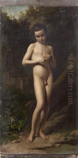 L'enfant Au Lezard Oil Painting by Auguste-Alexandre Hirsch