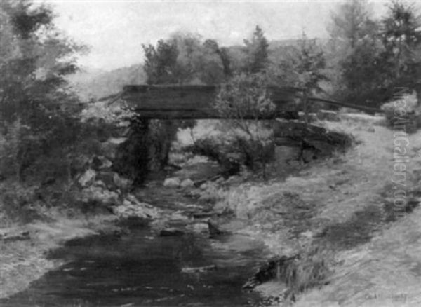 The Brook Bridge Oil Painting by Carl Hirschberg