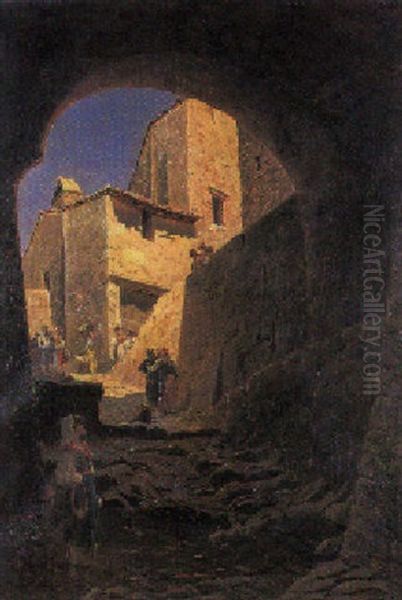 Pueblo Italiano Oil Painting by Carl Hirschberg