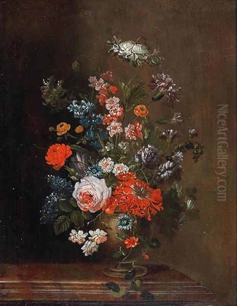 A Still Life Of Flowers Oil Painting by Caspar Hirschel