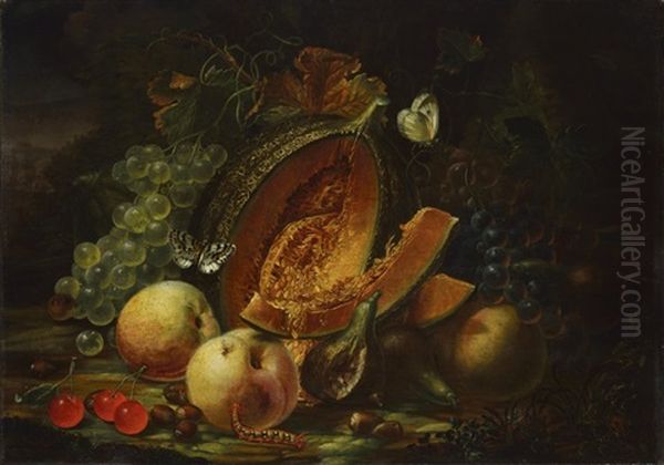 Still Life With Fruit Oil Painting by Caspar Hirschel