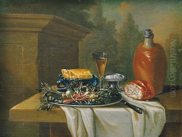 Still Life With Vegetable Oil Painting by Caspar Hirschel