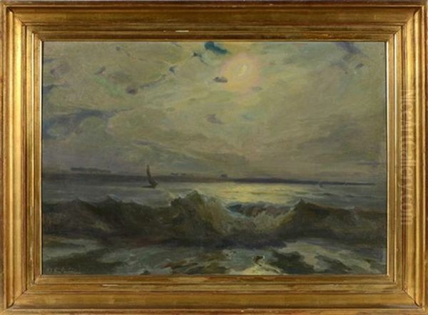 Marine Au Crepuscule Oil Painting by Emil Benediktoff Hirschfeld