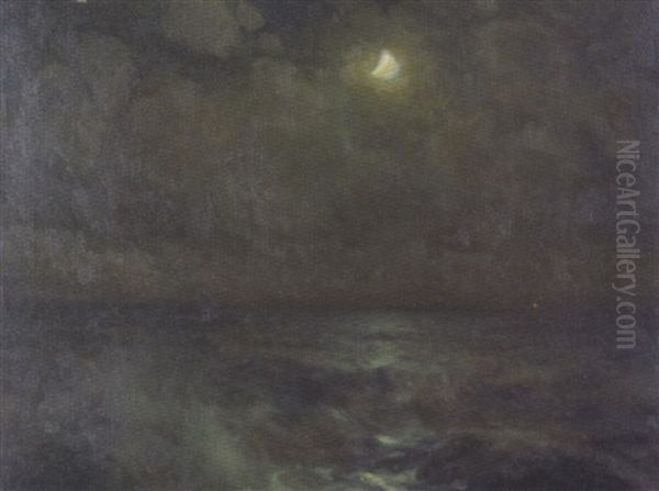 Effet De Lune Sur La Mer Oil Painting by Emil Benediktoff Hirschfeld