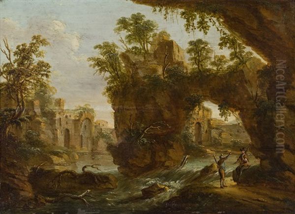 Ruinenlandschaft Oil Painting by Johann Hyeronimus Hirschmann