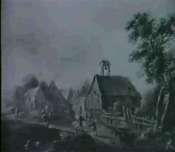 Landschaft Mit Bauerlichem Anwesen Oil Painting by Johann Hyeronimus Hirschmann